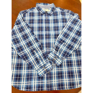 NWT Old Ranch Ranger Plaid Shirt BLUE Organic COTTON BUTTON XXL Flannel Shirt 2X